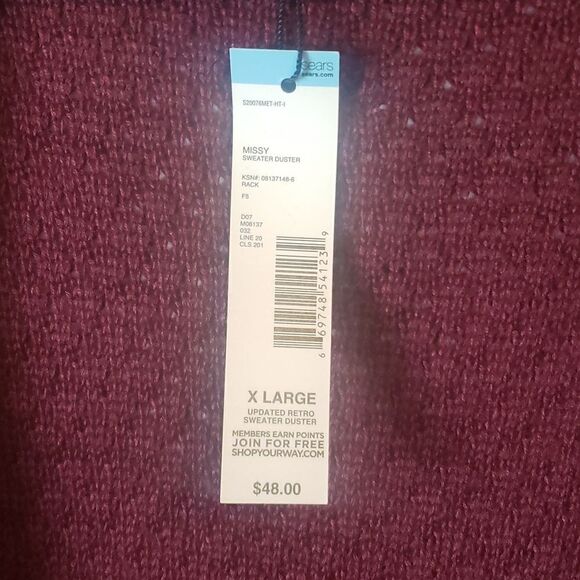 💜NWT Metaphor Maroon Sweater Jacket - Picture 5 of 6